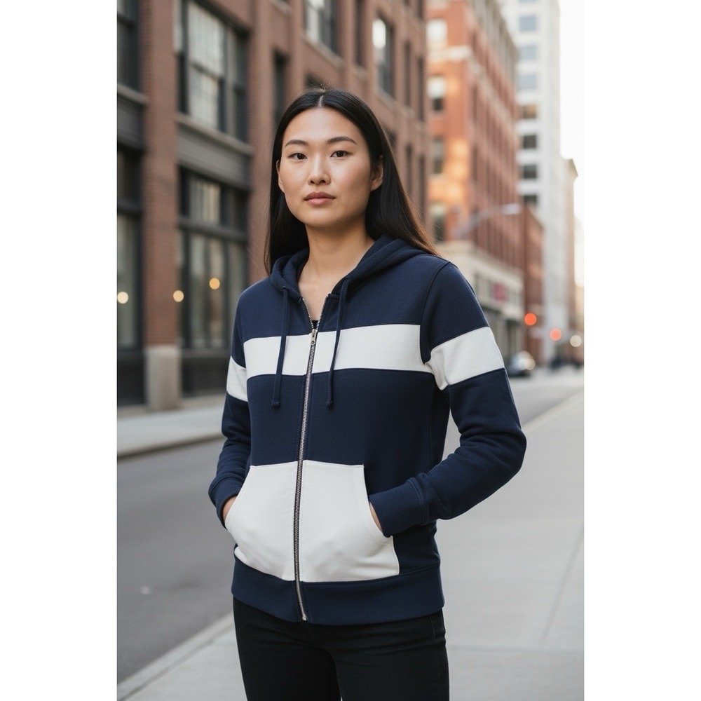 J. Crew New Balance Collab Zip Up Jacket Coat  Size Small Vintage Look Navy Wh S